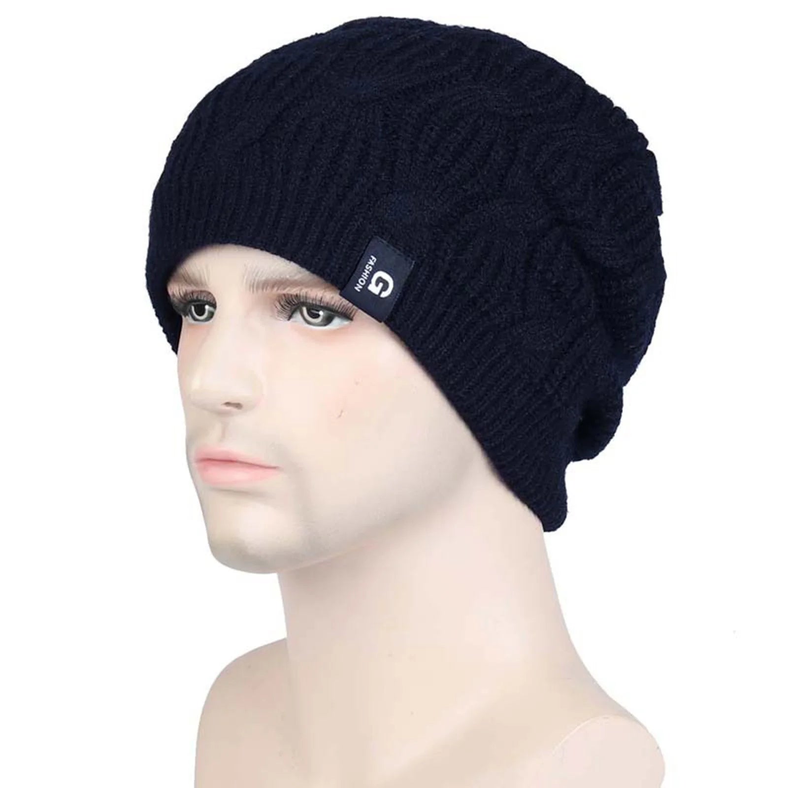 Hat Warm Cable Knit Hats Soft Stretch Thick Cute Knitted Cap for Cold Weather Letter Hats Fashion Hats 2023 Black