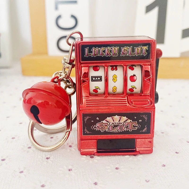 Mini Slot Machine Toy Keychain Creatives Interesting Car Keyring Game Keychain Lucky Jackpot Stress Reliever for Kids Adult Gift