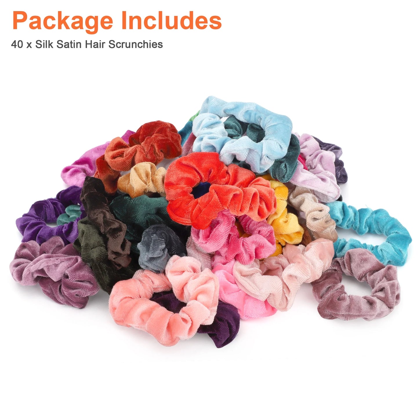 40Pcs Hair Scrunchies,  Elastic Velvet Hair Ropes, Multicolor Hair Ties, Ponytail Holder