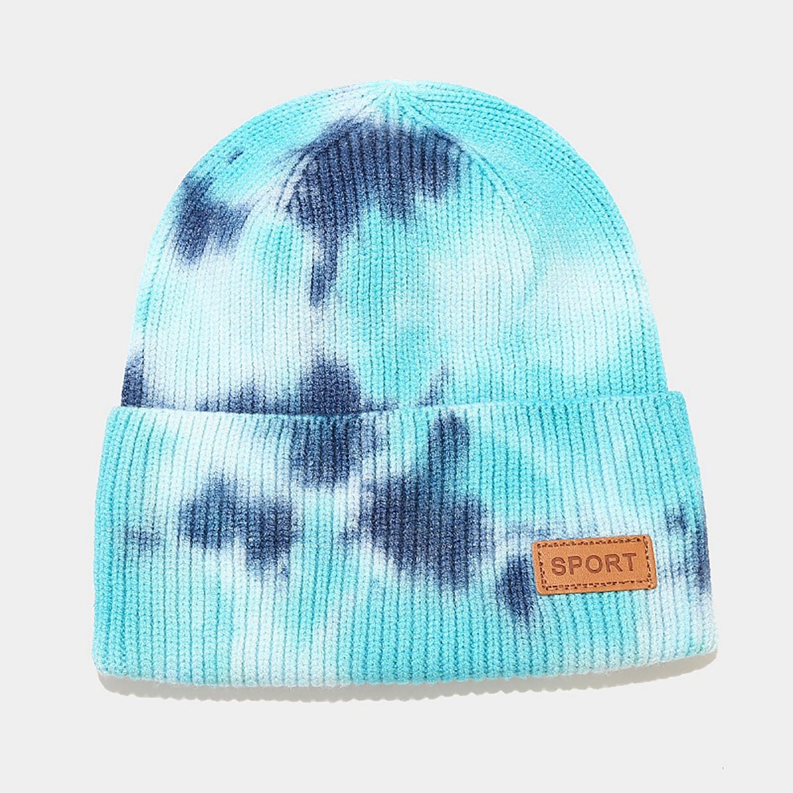 Winter Hats for Men Women Hat Warm Cable Knit Tie Dye Hats Soft Stretch Thick Cute Knitted Cap for Cold Weather Hats