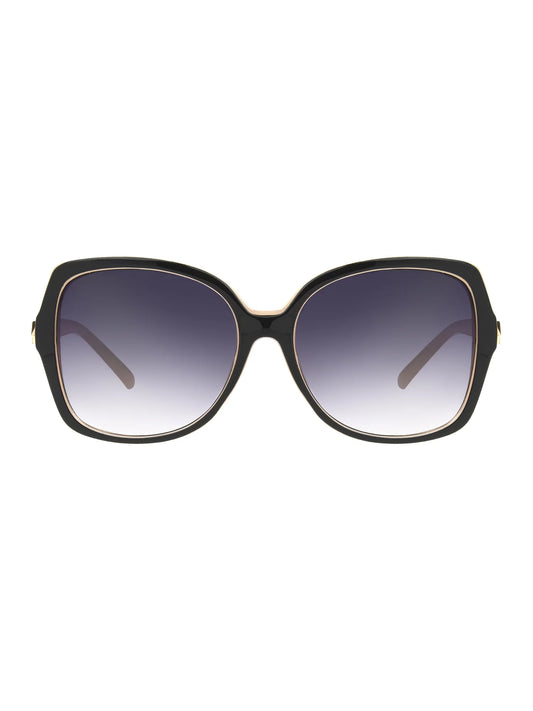 Women'S Oversized Fashion Sunglasses, Black Beige