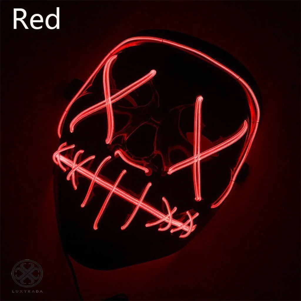 Halloween LED Glow Mask Cosplay Led Costume Mask EL Wire Light up the Purge Movie + AA Battery (Dark Green)