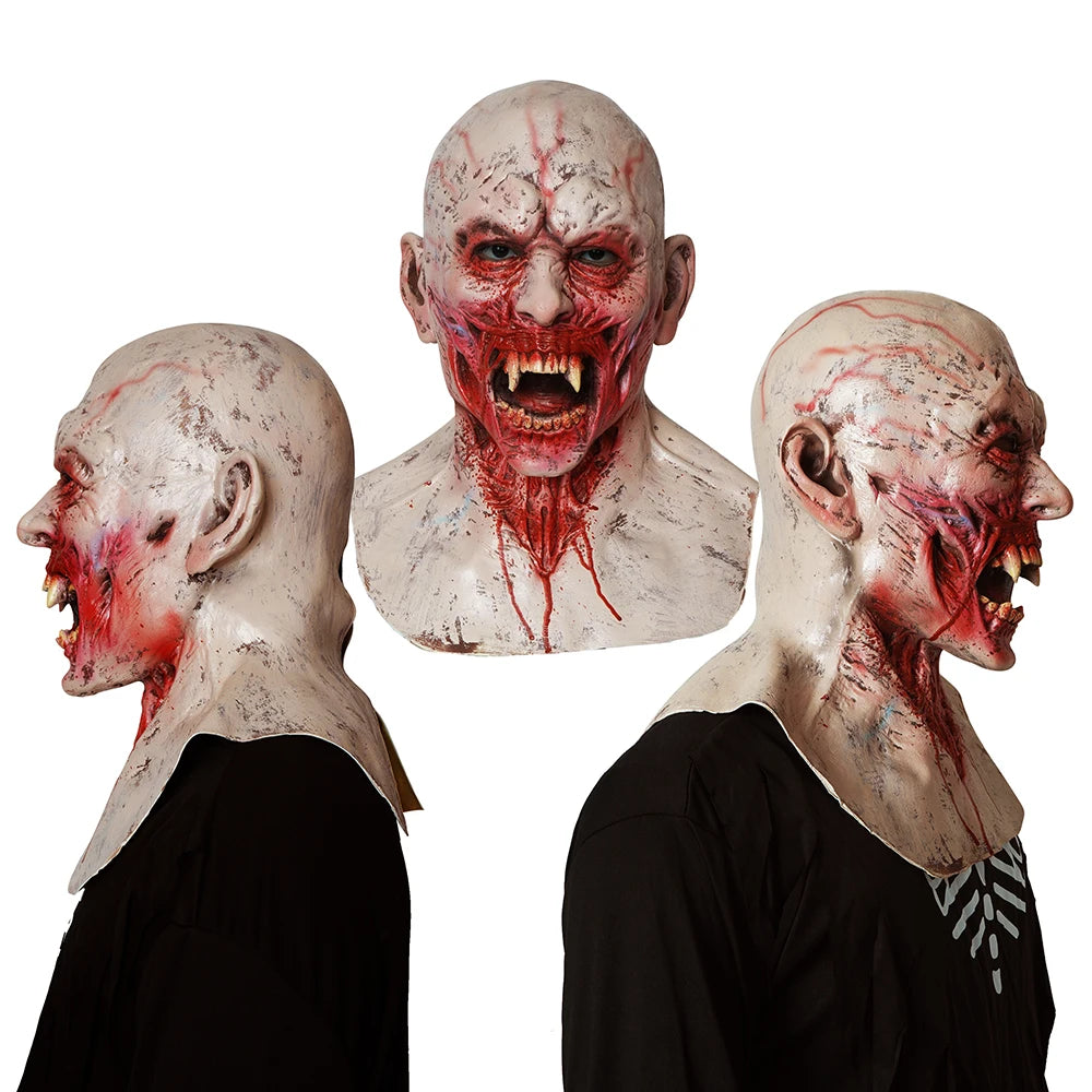 Halloween Mask Men Scary Zombie Mask for Adults Realistic Full Face Latex Mask Carnival Party Costume Props Decorations