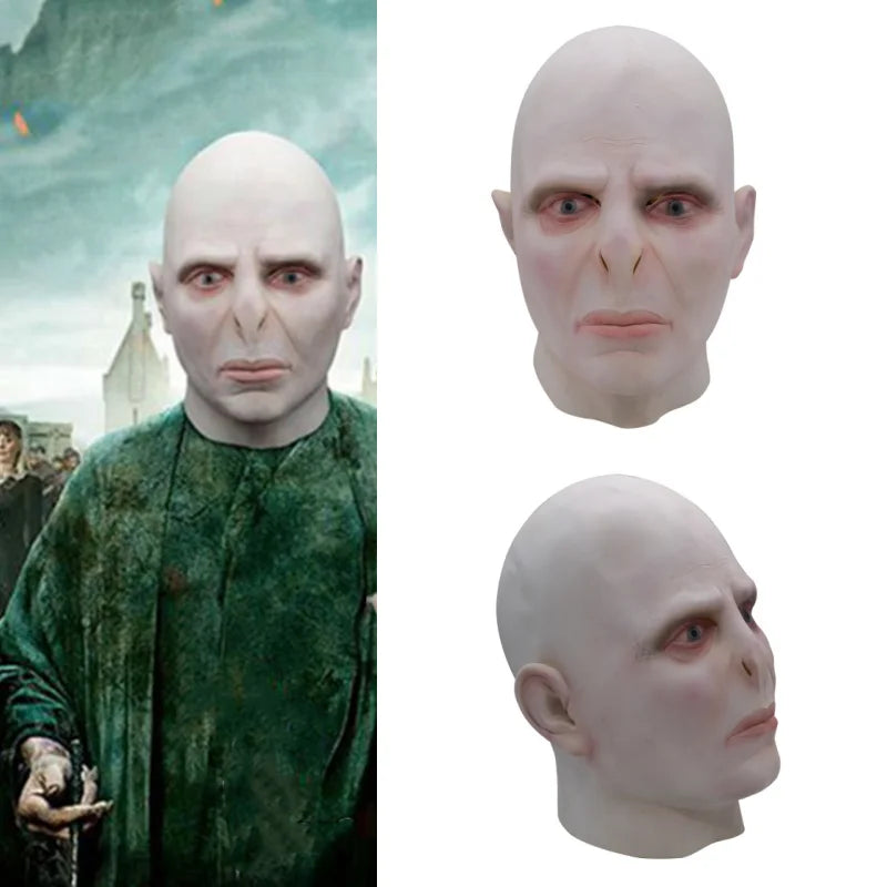 Dark Wizard Mask Cosplay Props Movies Death Eaters Boss Headgear Horror Bald Latex Halloween Disguise Tom Marvolo Riddle